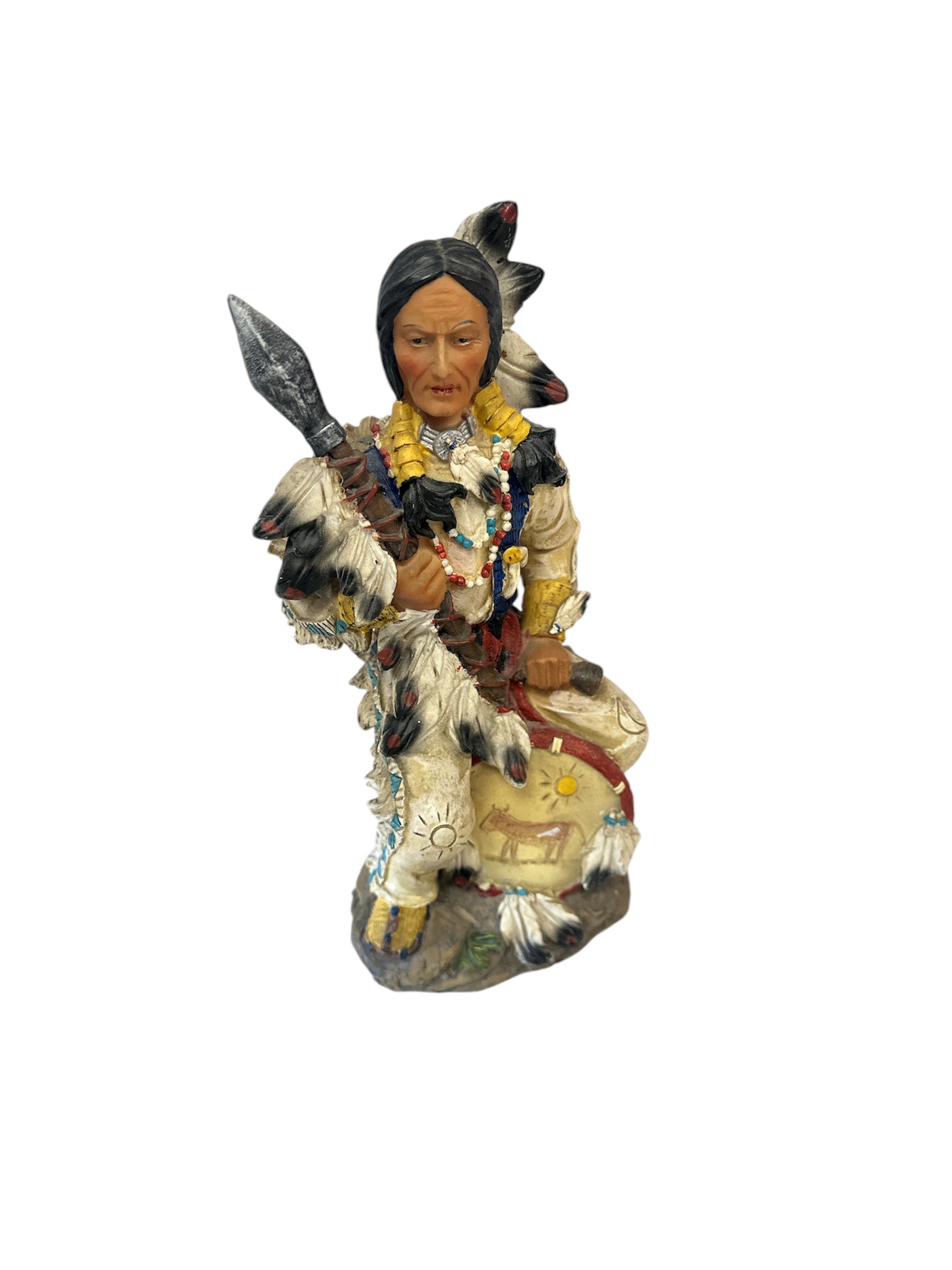 Ceramic Indian Statue with spear seated